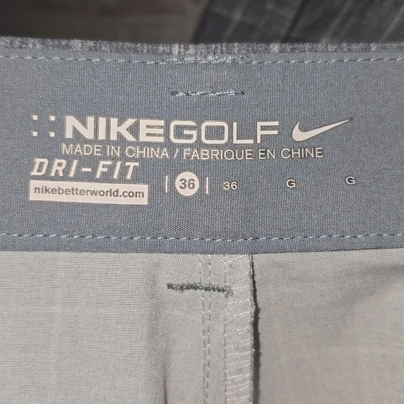 Nike Golf Dri Fit Shorts Gray White Plaid Polyester Blend Men's Size 36 - Picture 8 of 12